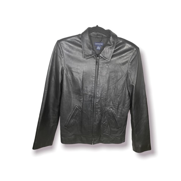 Ann‎ Taylor Leather Black Jacket Biker Goth - Picture 1 of 3